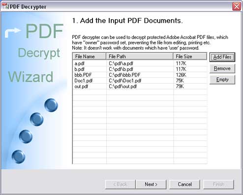 PDF Decrypter 3.0 software screenshot
