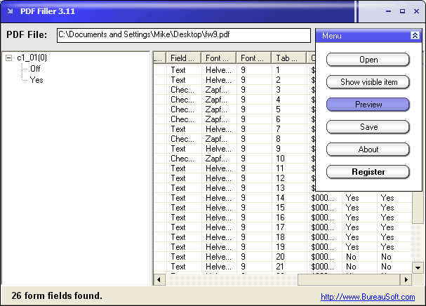 PDF Filler 3.11 software screenshot