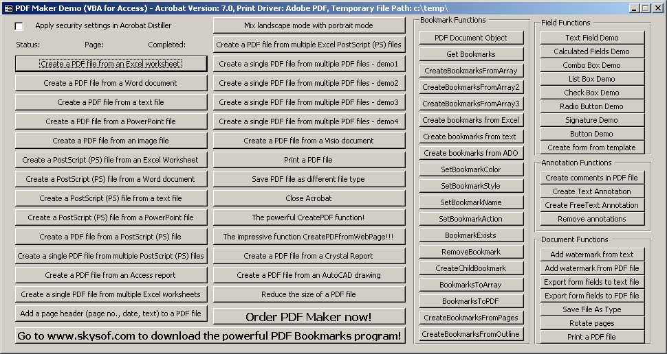 PDF Maker DLL 3.2.0 software screenshot