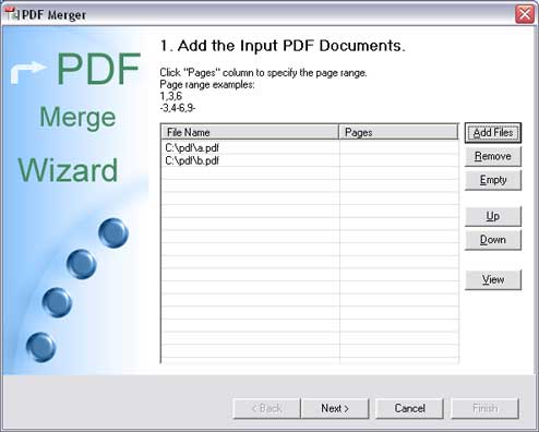 PDF Merger 2.50 software screenshot