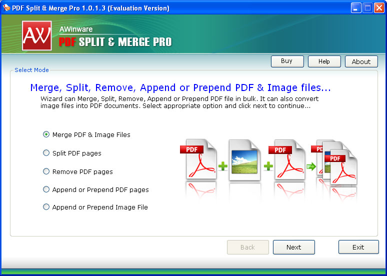 PDF Page Merger Splitter Cutter Pro 1.0.1.3 software screenshot