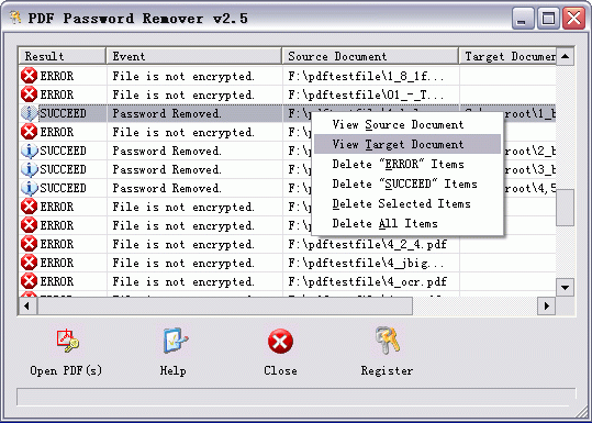 PDF Password Remover 3.1 software screenshot