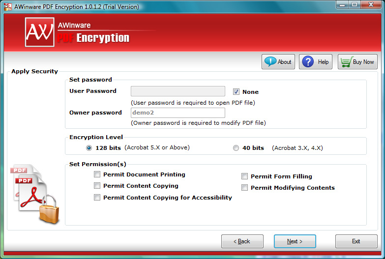 PDF Password Security Guard 1.0.1.2 software screenshot