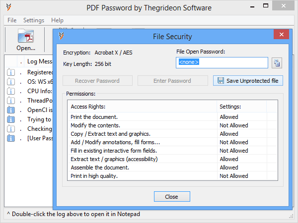 PDF Password Free 2016-11-04 software screenshot