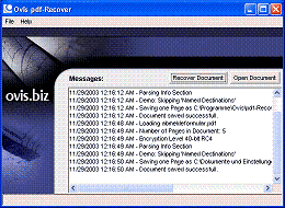 PDF-Recover 8.x software screenshot