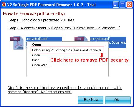 PDF Restrictions Password Remover 1.0.2 software screenshot