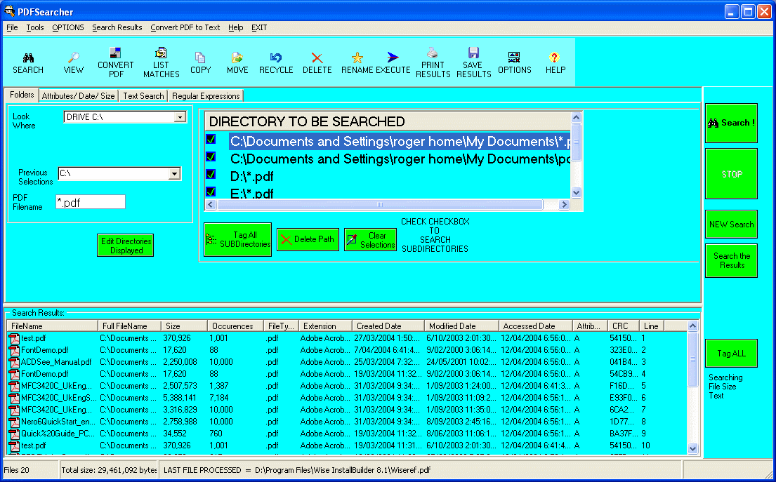 PDF Searcher 1.06 software screenshot