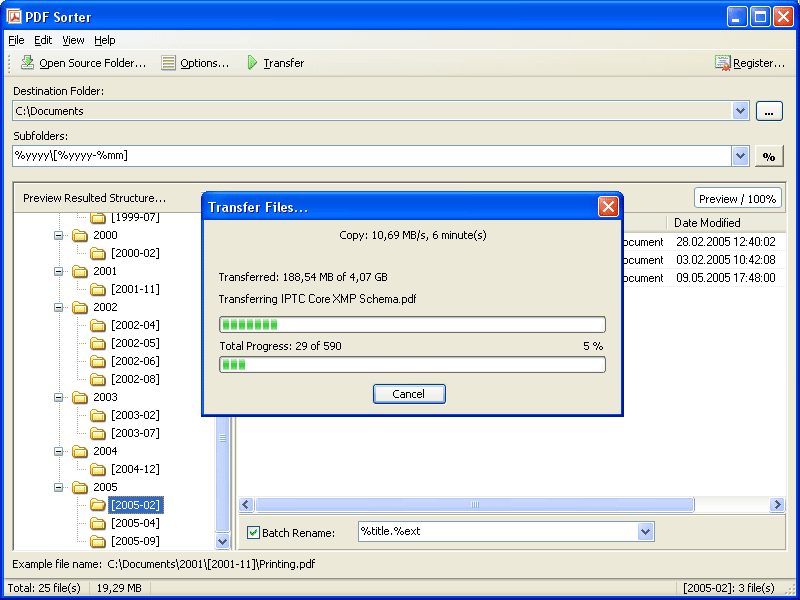 PDF Sorter 1.1 software screenshot