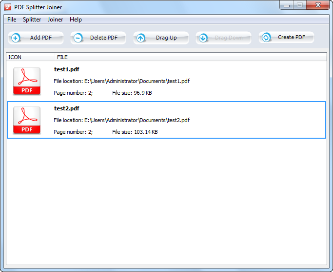 PDF Splitter Joiner 1.0 software screenshot