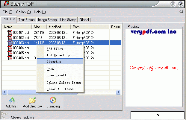 PDF Stamp (PDF Watermark) 2.3 software screenshot