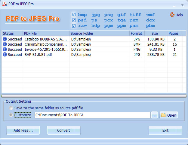 PDF To JPEG Converter Pro 4.30 software screenshot