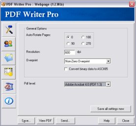 PDF Writer Pro 1.2 software screenshot