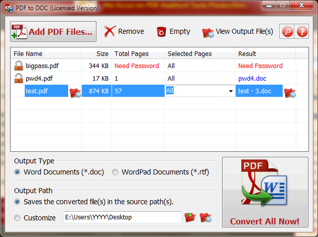 PDF to DOC 9.0.036 software screenshot