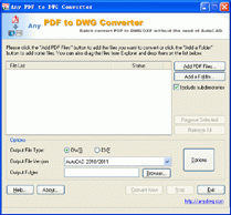 PDF to DWG Converter 6.0 9.5 software screenshot