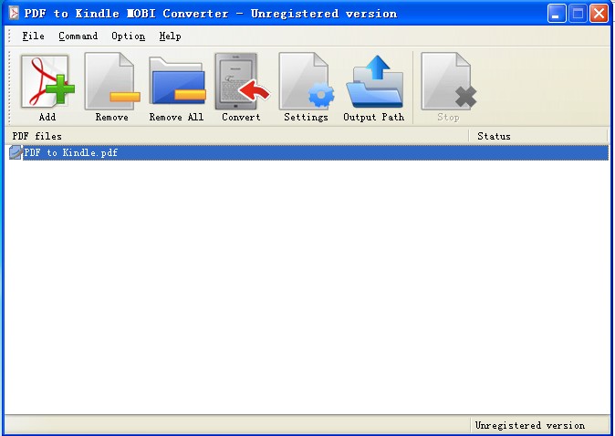 PDF to Kindle MOBI Converter 2.0 software screenshot