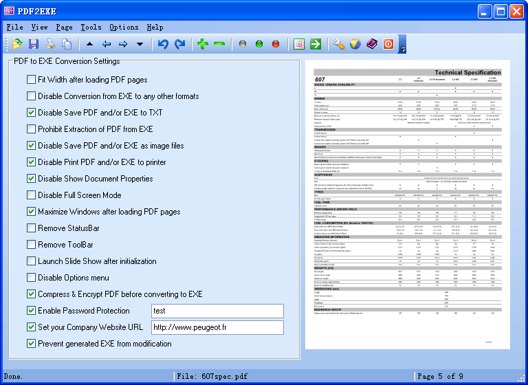PDF2EXE 3.0 software screenshot