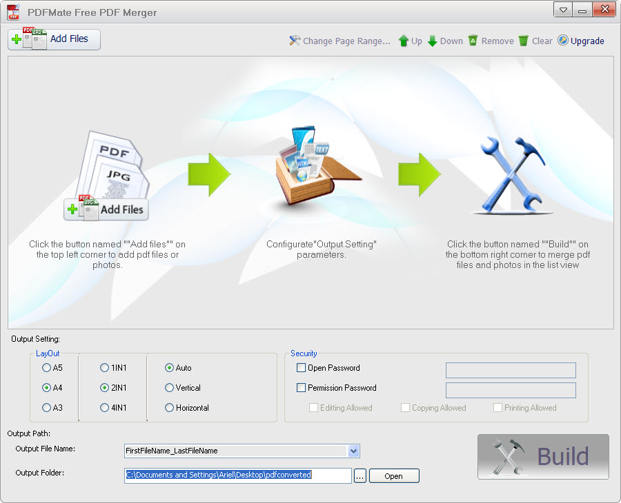 PDFMate Free PDF Merger 1.06 software screenshot
