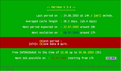 PERIMON - Free cycle calendar 3.6.10.en software screenshot