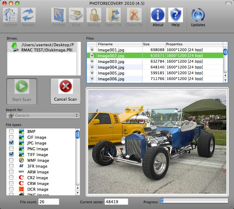 PHOTORECOVERY 2011 for Mac 5.0 software screenshot