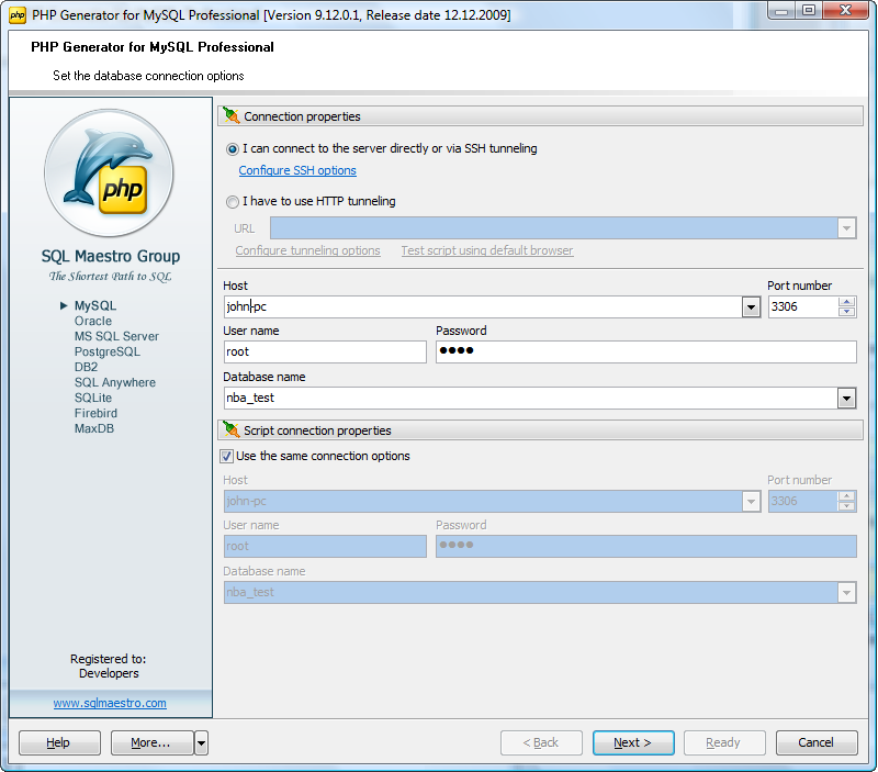 PHP Generator for MySQL 14.10.0.7 software screenshot