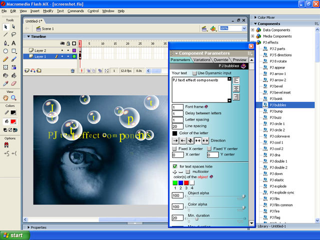 PJ Components, Flash Text Effects 2.1.4 software screenshot