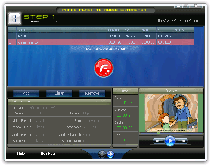 PMPro Flash To Audio Extractor 3.0 software screenshot