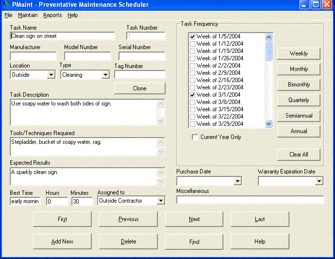 PMaint 2.0 software screenshot