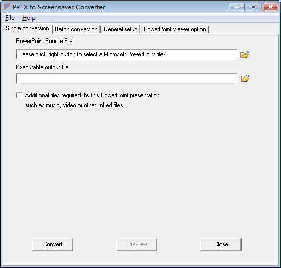 PPTX to Screensaver Converter 3.21 software screenshot