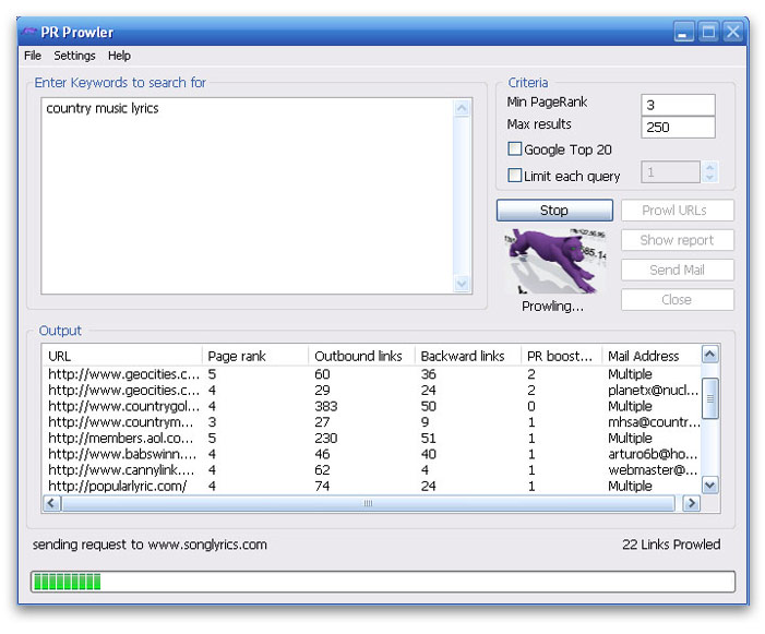 PR Prowler 3.0 software screenshot
