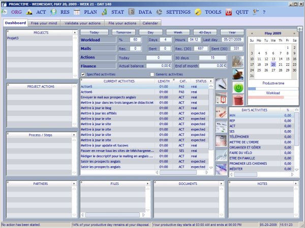 PROACTIME PRO 9.1.2 software screenshot