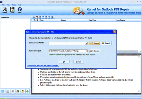 PST Repair Tool Outlook 2007 10.10.01 software screenshot