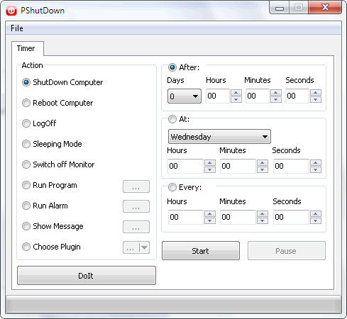 PShutDown 1.2.1 software screenshot