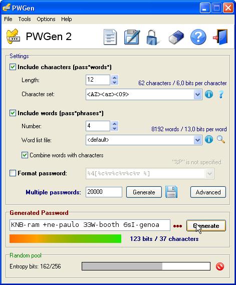 PWGen Portable 2.9.0 software screenshot