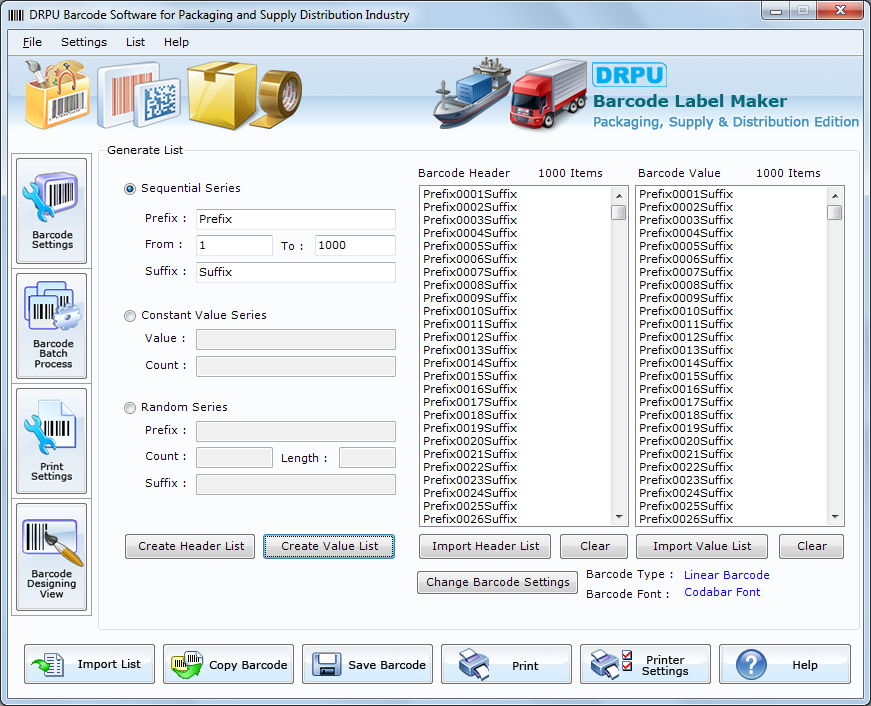 Packaging Industry Barcodes Software 7.3.0.1 software screenshot