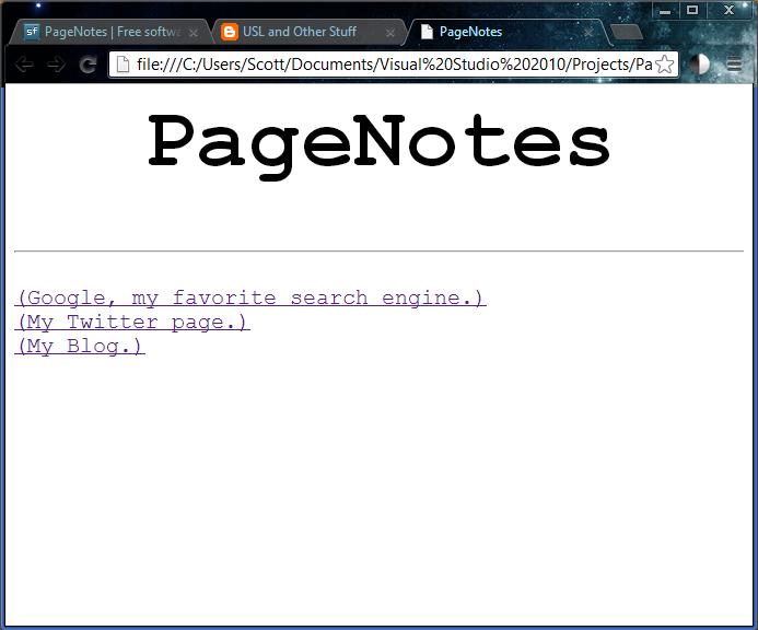 PageNotes 1.0.0.0 software screenshot