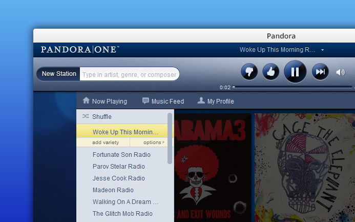 Pandora for Pokki 1.0 software screenshot