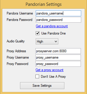 Pandorian 2.5.1 software screenshot