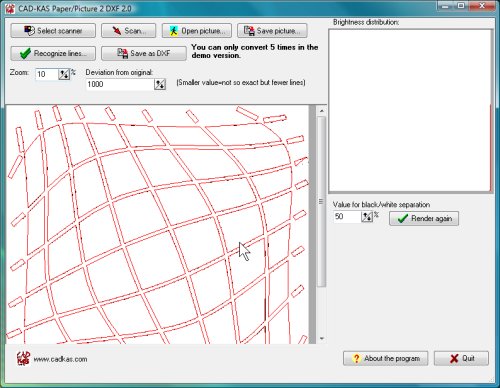Paper/Picture 2 DXF 2.0 software screenshot