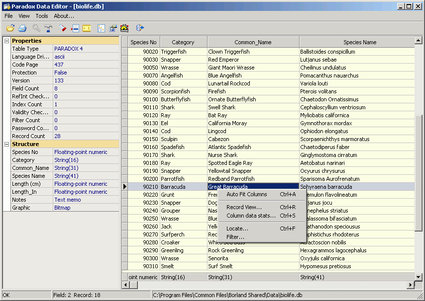 Paradox Data Editor 3.3.1.0 software screenshot