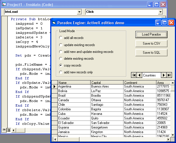 Paradox Direct Engine (ActiveX) 3.00 software screenshot