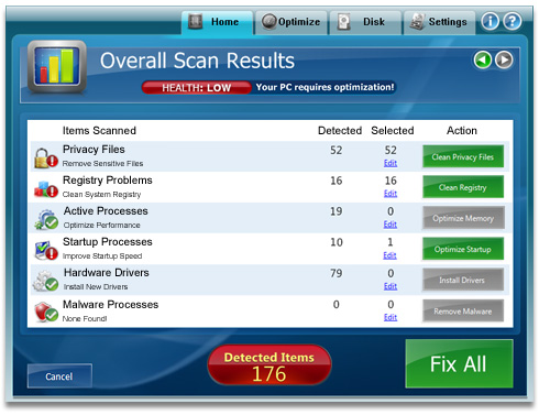ParetoLogic PC Health Advisor 3.2.8 software screenshot