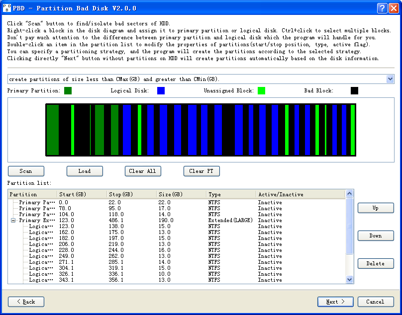 Partition Bad Disk 3.4.1 software screenshot