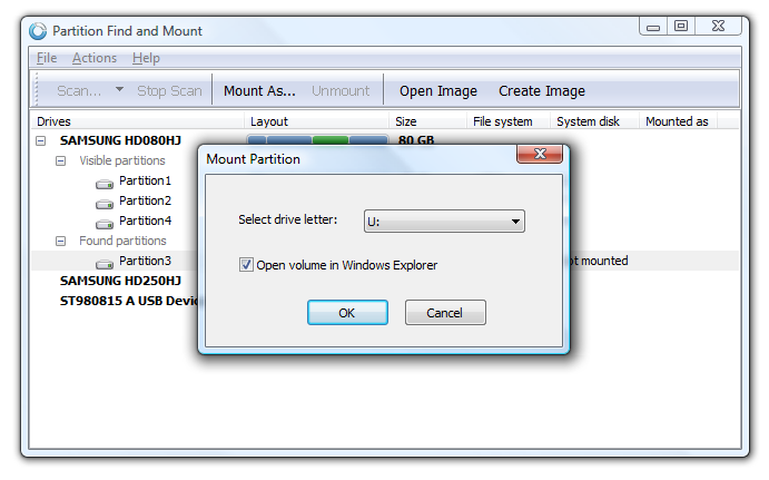 Partition Find and Mount 2.31 software screenshot