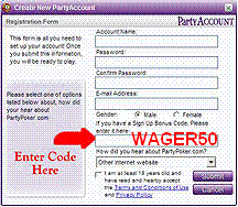 Party Poker Sign up Bonus Code - WAGER50 2.6.84 software screenshot
