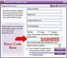 Party Poker sign up codes - SIGN555 2.6.84 software screenshot