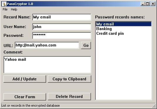 PassCryptor 1 software screenshot