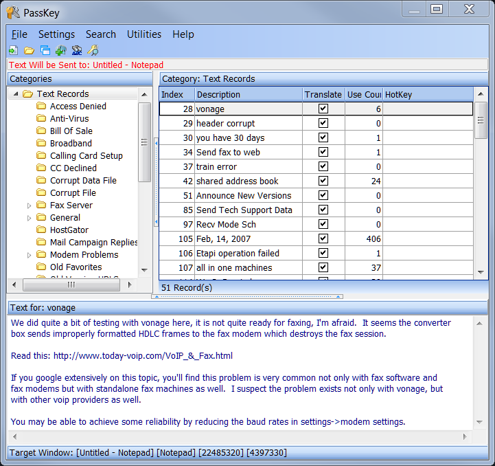 PassKey (formerly Text Me!) 1.1.1.4 software screenshot