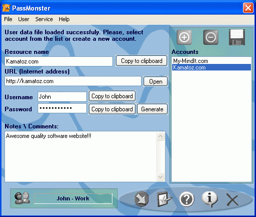 PassMonster 2.25 software screenshot