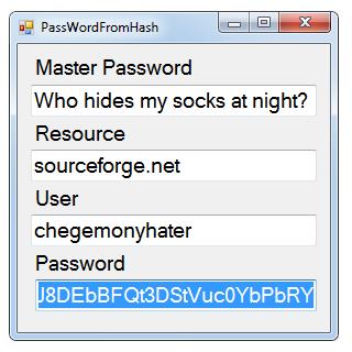 PassWordFromHash 1.0.0.0 software screenshot