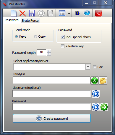 Passfinder 2.6.0.3 software screenshot